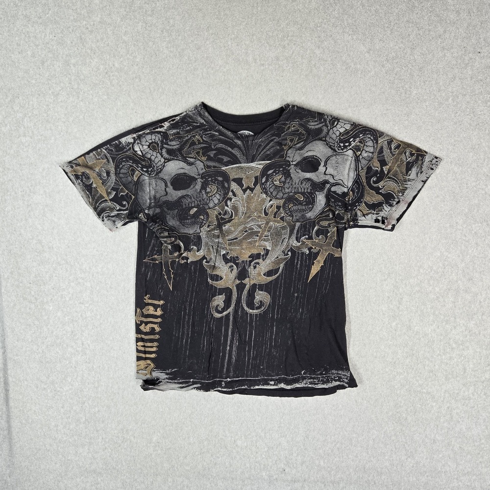 Sullen Men Shirt MEDIUM Black Y2K Skater MMA Skull Snake Tee Grunge READ